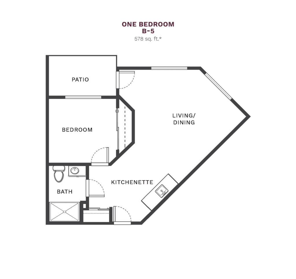 Independent Living One Bedroom B-5 floor plan image.