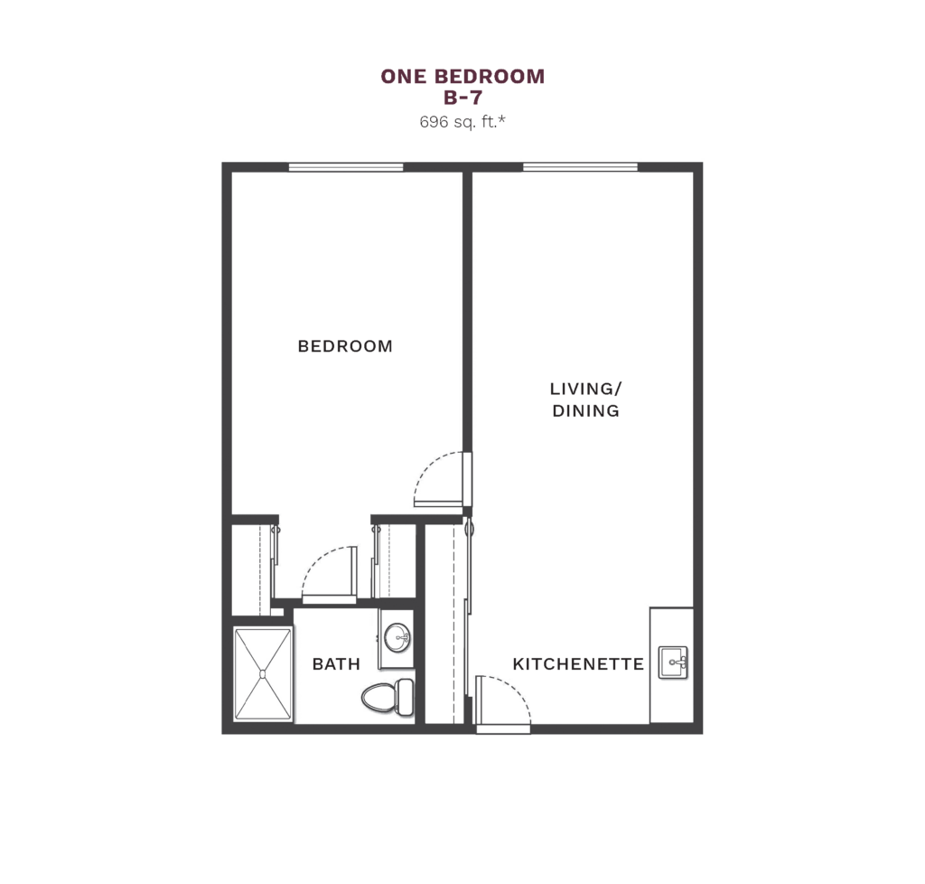 Independent Living One Bedroom B-7 floor plan image.