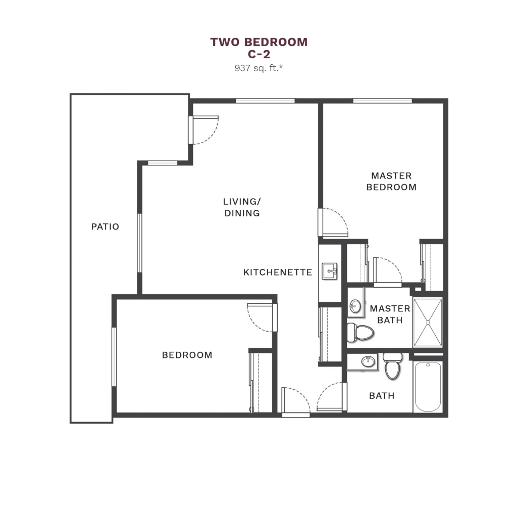 Independent Living Two Bedroom C-2 floor plan image.